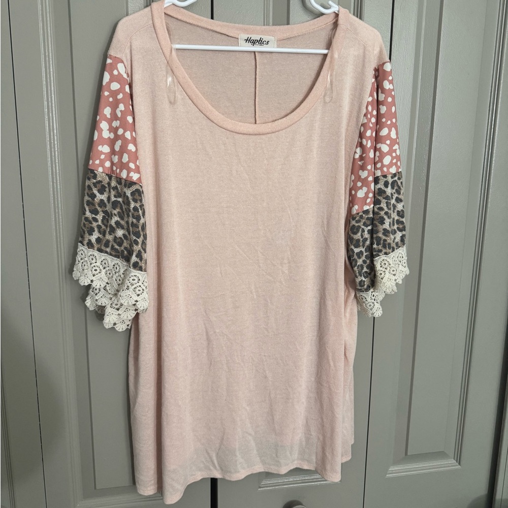 Haptics Short Sleeve Color Block Top